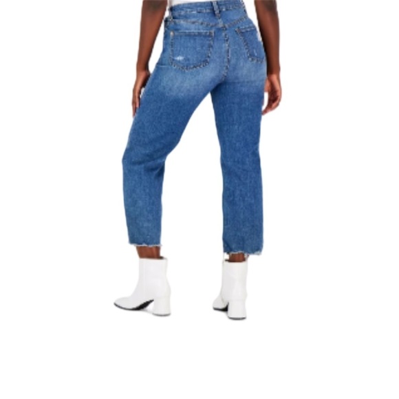 INC Women's High-Rise Distressed Straight-Leg Core Denim Jeans 14/32 MD Indigo - Picture 1 of 12